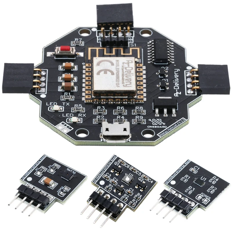 AZ-ONEBoard Entwicklungsboard inklusive Extensionboards SHT30, BH1750 & SGP30