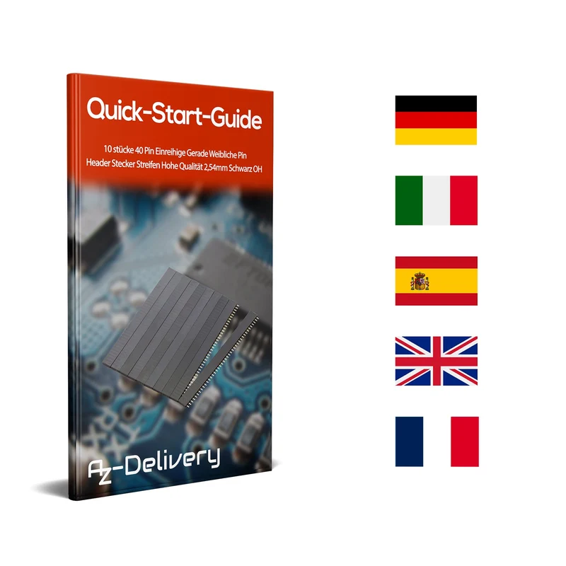 AZ-Delivery Buchsenleisten - 40 Pins, 2.54mm Rastermaß, Gerade, Einreihig, Hochleistungs-Kontaktmaterial