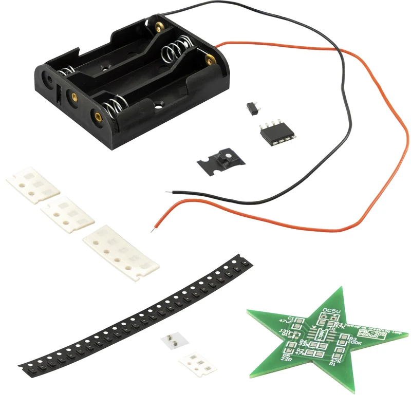 LED Weihnachtsstern Lötset – DIY Elektronik Bausatz für einen Stern mit rotem Beleuchtungseffekt – Ideal für MINT Lernen, Weihnachtsdekoration und Lötübungen