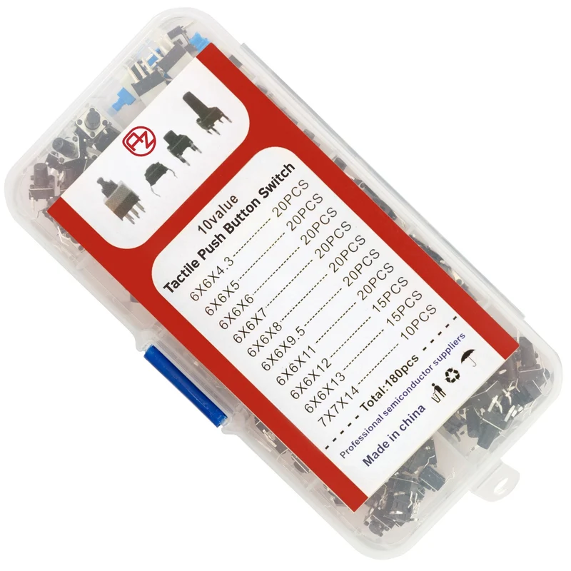 Mikroschalter Taster Set - 180 Stück, Verschiedene Größen, Vielseitige Taster für Elektronik
