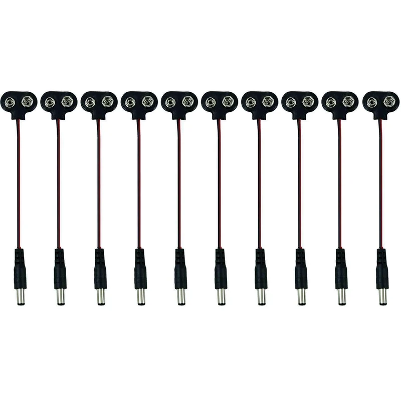 Batterieclip 9-Volt I-Typ Clip Snap mit 15cm Anschlusskabel für 9V Block Batterie Akku
