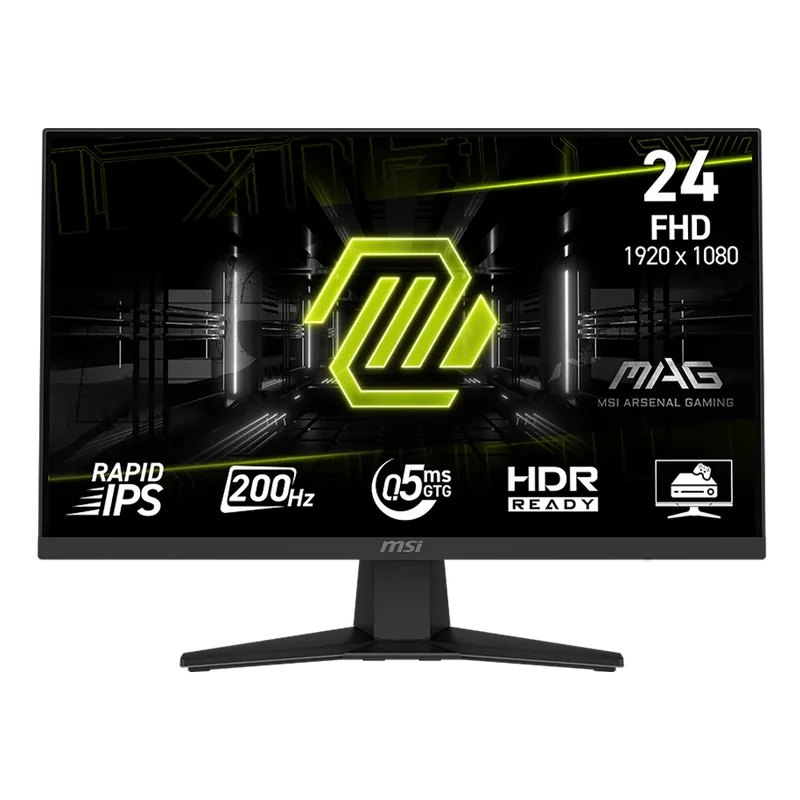 Monitor Gaming MSI MAG 244F 23.8" Rapid IPS Full HD 1920x1080 200Hz 0.5ms Adaptive Sync HDR Ready HDMI DP Anti-Glare