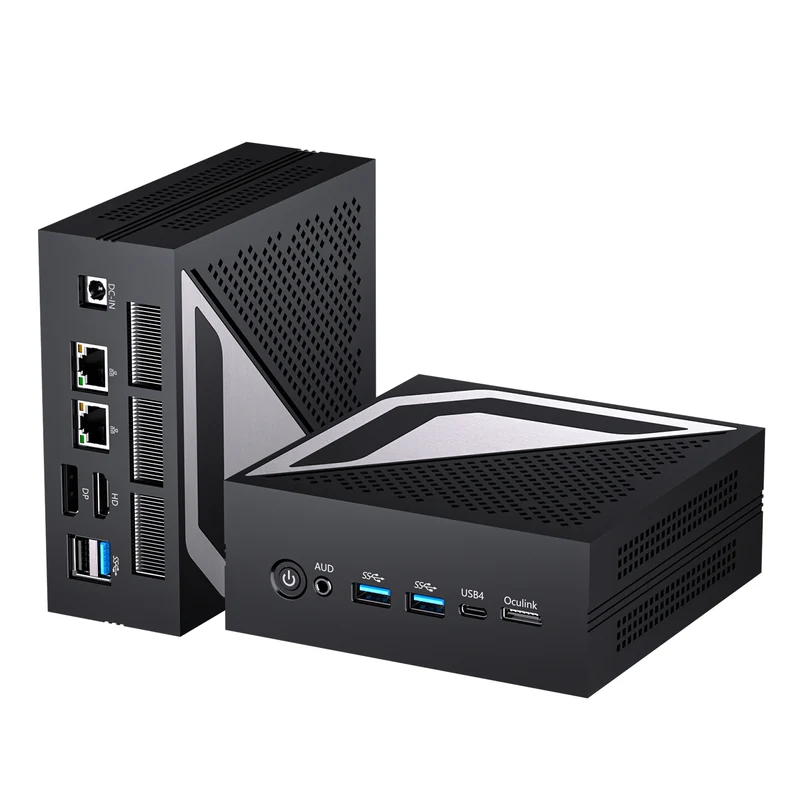 Mini AI PC with Ryzen AI 9 HX 470(12 Cores, Up to 5.2 GHz, Max 86 TOPS), 2 * 2.5G LAN, 1*HD, 1*DP, 1* USB4.0 Triple Display, Wi-Fi 6e, Windows 11 Pro