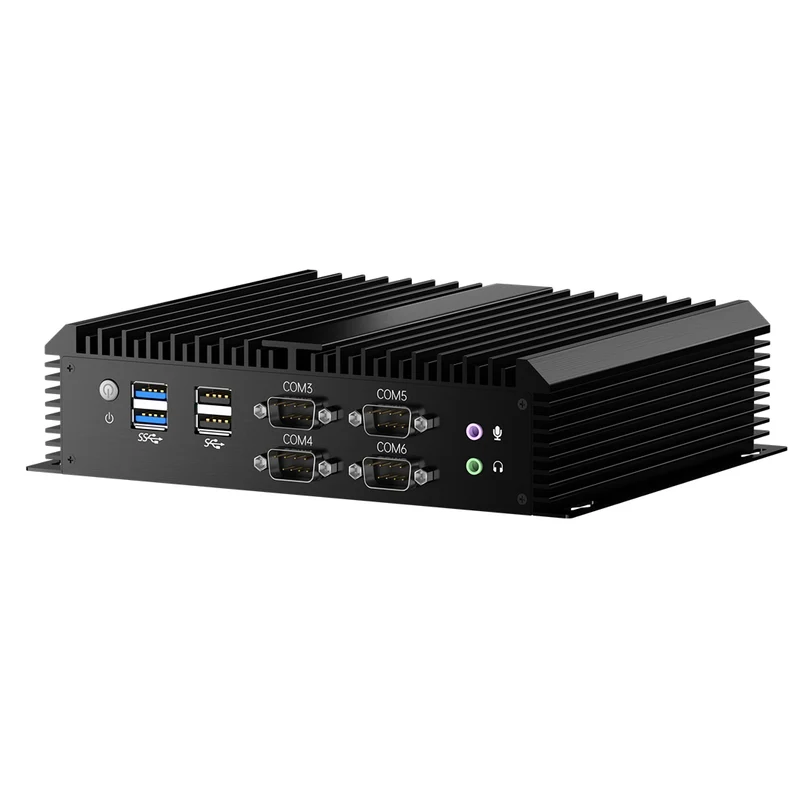 Industrial PC, Fanless Mini Computer, Dual 2.5G LAN, 6*COM RS232, Wi-Fi 6, WOL/Auto Turn on,1*HDMI 1*VGA, Windows 11 Pro