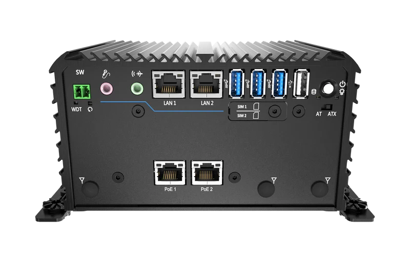 RCO-1000-EHL-30-2P Fanless Mini Computer With Intel® Atom® X6425E Processor, 2x DP, 2x COM, 1x 2.5" SATA HDD Bay, Dual PoE