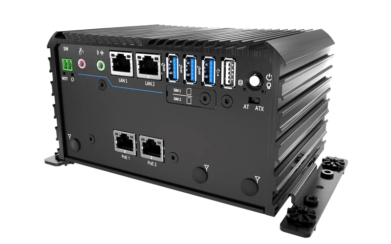 RCO-1000-EHL-30-2P Fanless Mini Computer With Intel® Atom® X6425E Processor, 2x DP, 2x COM, 1x 2.5" SATA HDD Bay, Dual PoE