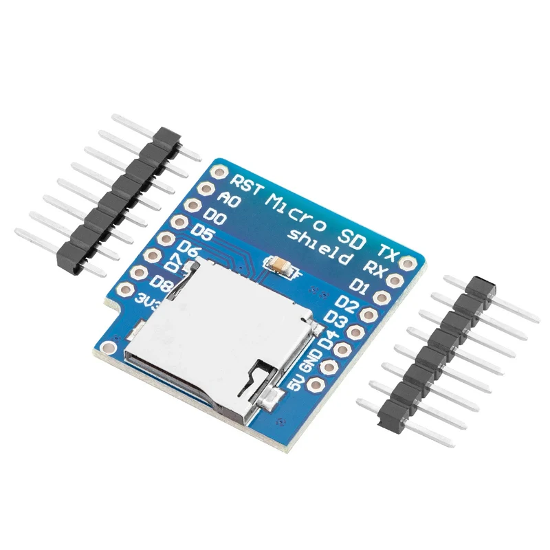 Micro SD Karten D1 Mini Shield Adapter - 8 Pin 3.3V SD Card Lesermodul mit SPI Interface, Kompatibel mit Arduino