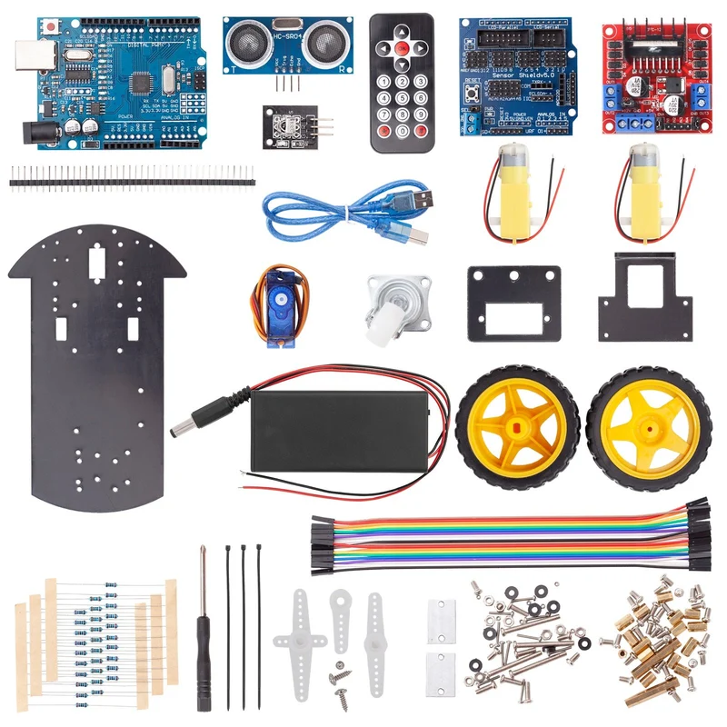 Smart Robot Car DIY Learning 2wd Ultraschall Sensor Infrarot Fernbedienung Starter Kit