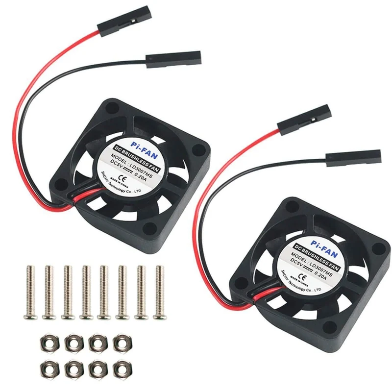 2pcs Raspberry Pi DC Bürstenlose Lüfter Kühlkörper Kühler Trennschnittstelle 3,3 V 5 V für Raspberry Pi 2B / 3B / 3B + / 4B und Pi Zero / Zero W oder ein anderes Roboterprojekt