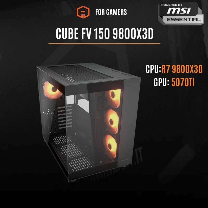 CUBE FV 150 9800X3D - RTX 5070 TI Gaming RIG Powered by MSI