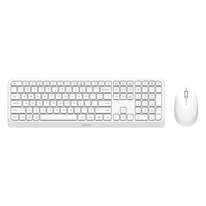 Philips SPT6307W/34 – Combo Tastiera e Mouse Wireless 2.4 GHz, Bianco, Serie 3000
