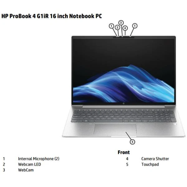 HP ProBook 4 G1i 16 inch Notebook AI PC Intel Core Ultra 7 255U Computer portatile 40,6 cm (16") WUXGA 16 GB DDR5-SDRAM 512 GB SSD Wi-Fi 6E (802.11ax) Windows 11 Pro Argento