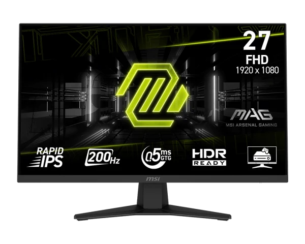 MSI MAG 274F Display Gaming 27'' FHD - Lastra Rapid IPS 1920 x 1080, 200 Hz / 0,5 ms (GtG), HDR Ready, HDMI 2.0b, P 1.2a, Design senza bordi, inclinabile