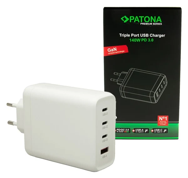 PATONA PREMIUM PD140W 3XUSB-C 1XUSB-A ADAPTER PD3.0 QC3.0 BIANCO