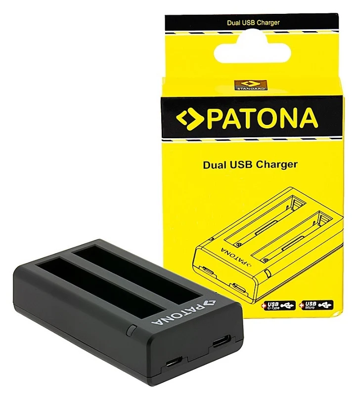 PATONA CARICATORE DOPPIO PER INSTA360 X4 CINSBBMA CAVO USB-C INCLUSO