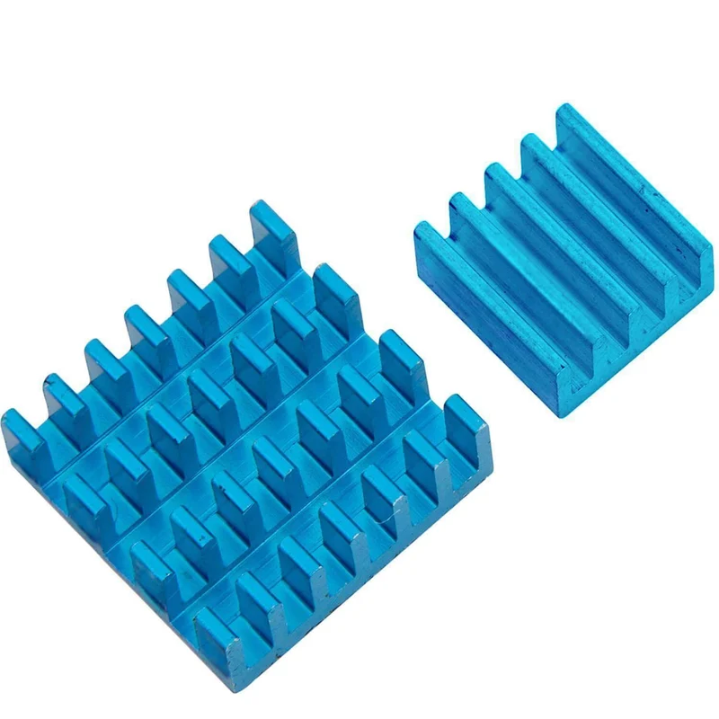 2er Set blaue Alu Kühlkörper passiv für Raspberry Pi 3 mit wärmeleitender Spezialklebefolie