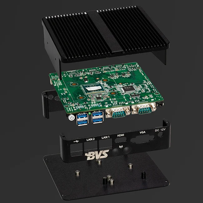 BVS GW-A Fanless Industrial Mini PC, Intel J1900/J4125/N2840 Processor, Dual LAN, HDMI & VGA, Dual RS232 COM, Metal Embedded Computer for Industrial Automation