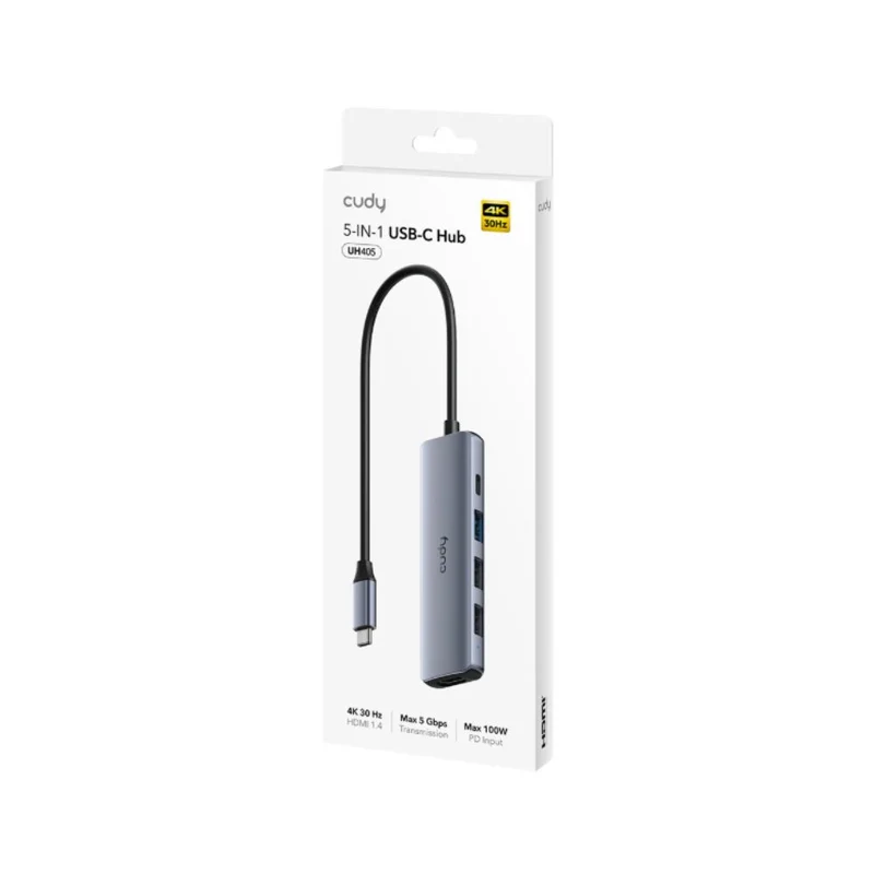 CUDY UH605 5-In-1 USB-C Hub with Gigabit Ethernet Port