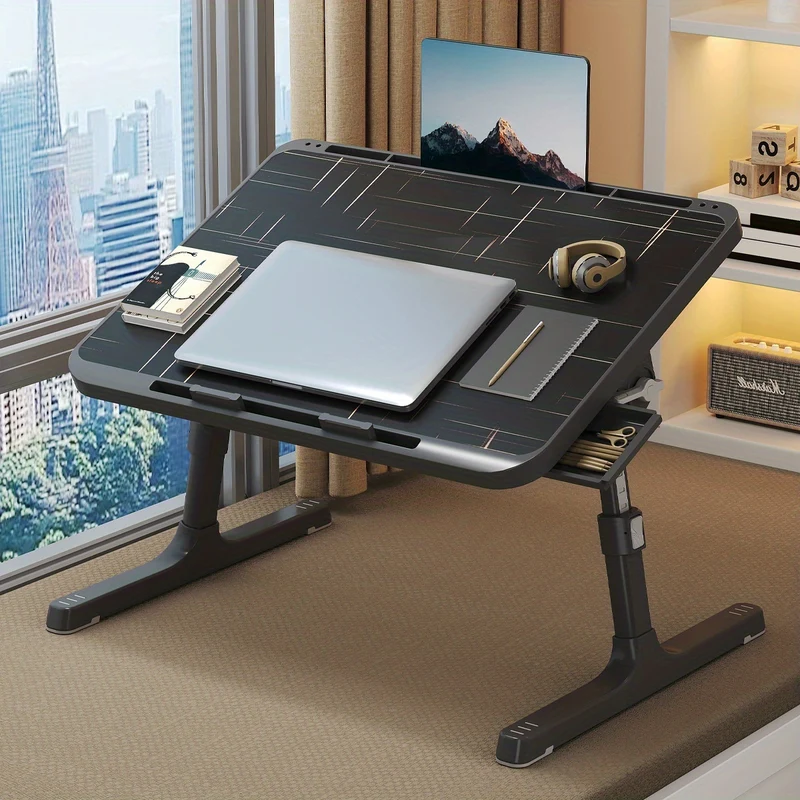 Foldable Laptop Table Height Adjustable - Ergonomic Desk with Storage