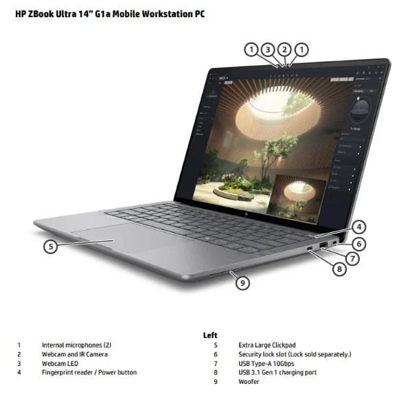 HP ZBook Ultra G1a Wolf Pro Security Edition - Data Science Copilot+ PC AMD Ryzen AI Max PRO 390 35,6 cm (14") Touch screen 2.8K 64 GB LPDDR5x-SDRAM 1 TB SSD Wi-Fi 7 (802.11be) Windows 11 Pro AI Workstation, AI PC Nero, Grigio