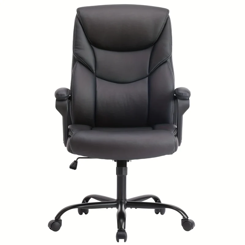 OLIXIS Leather Ergonomic Office Chair on Wheels - Lumbar Support Rotating