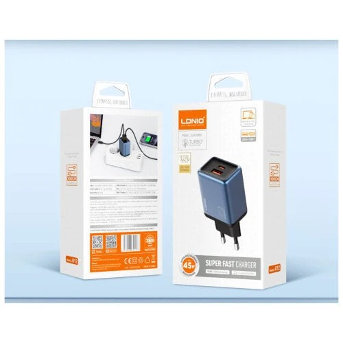 LDNIO Q12 GAN45W SUPER FAST CHARGER TYPE-C TO TYPE-C