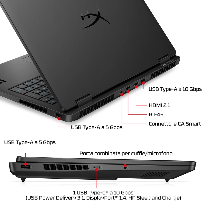 HP E4EW7EA laptop Intel Core Ultra 9 275HX 40,6 cm (16") 2.5K 32 GB DDR5-SDRAM NVIDIA GeForce RTX 5070 Wi-Fi 6 (802.11ax) FreeDOS AI PC Nero