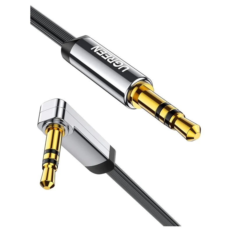 UGREEN 10599 3.5mm Male to 3.5mm Male Straight to angle flat Cable 2m）