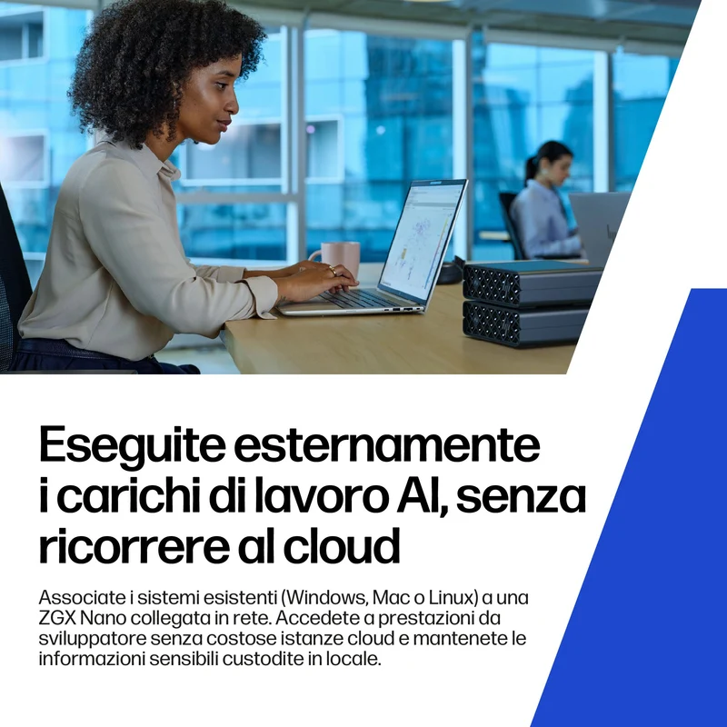 HP ZGX Nano G1n AI GB10 128 GB LPDDR5x-SDRAM 4 TB SSD Linux Mini PC Stazione di lavoro AI Workstation, AI PC Nero