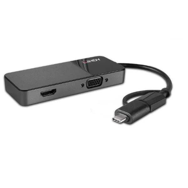 Lindy 43354 replicatore di porte e docking station per laptop USB 3.2 Gen 1 (3.1 Gen 1) Type-A + Type-C Nero