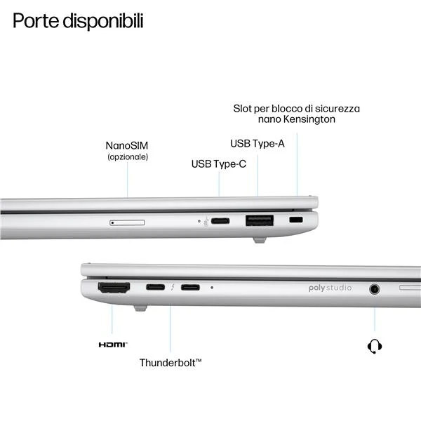 HP EliteBook 8 G1i Intel Core Ultra 7 255U Computer portatile 35,6 cm (14") WUXGA 16 GB DDR5-SDRAM 512 GB SSD Wi-Fi 6E (802.11ax) Windows 11 Pro AI PC Argento