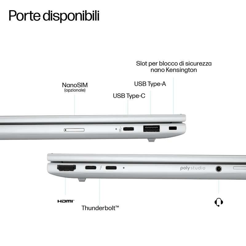 HP EliteBook 8 G1i Next Gen AI PC Wolf Pro Security Edition Copilot+ PC Intel Core Ultra 5 226V Computer portatile 40,6 cm (16") WUXGA 16 GB LPDDR5x-SDRAM 512 GB SSD Wi-Fi 7 (802.11be) Windows 11 Pro Argento