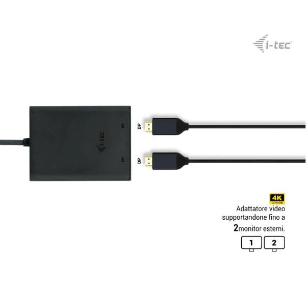 i-tec USB-C Dual 4K/60Hz (single 8K/30Hz) DP Video Adapter