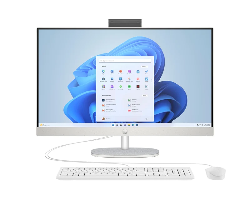 HP 27 inch All-in-One 27-cr1019nl PC Intel Core Ultra 7 155U 68,6 cm (27") 1920 x 1080 Pixel 16 GB DDR5-SDRAM 512 GB SSD Windows 11 Home Wi-Fi 6 (802.11ax) AI PC Bianco