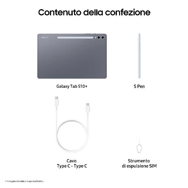 Samsung Galaxy Tab S10+, Tablet AI, Display 12.4" Dynamic AMOLED 2X, Wi-Fi, RAM 12GB, 256GB, 10.090 mAh, Android 14, IP68, Gray, [Versione italiana] 2024