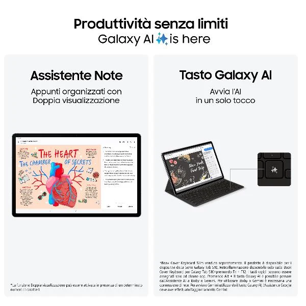 Samsung Galaxy Tab S10+, Tablet AI, Display 12.4" Dynamic AMOLED 2X, Wi-Fi, RAM 12GB, 256GB, 10.090 mAh, Android 14, IP68, Gray, [Versione italiana] 2024
