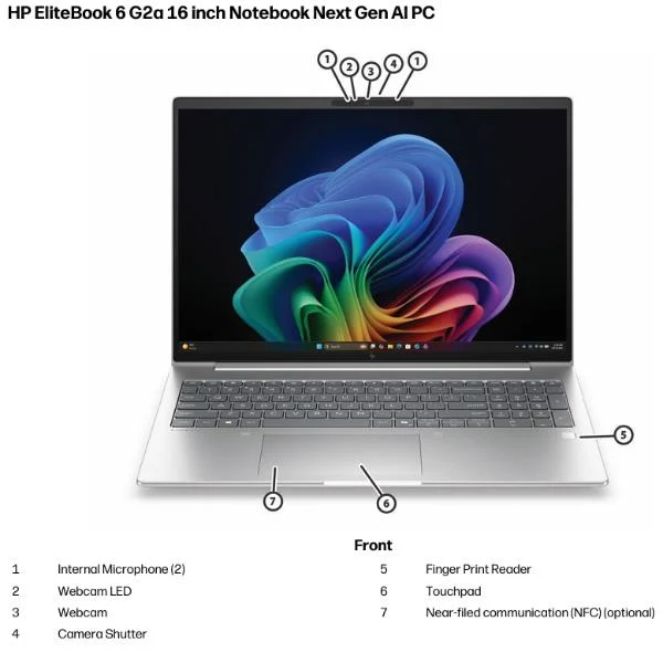 HP EliteBook 6 G2a 16 inch Notebook Next Gen AI PC Wolf Pro Security Edition AMD Ryzen AI 7 Computer portatile 40,6 cm (16") WUXGA 24 GB DDR5-SDRAM 512 GB SSD Wi-Fi 7 (802.11be) Windows 11 Pro Argento