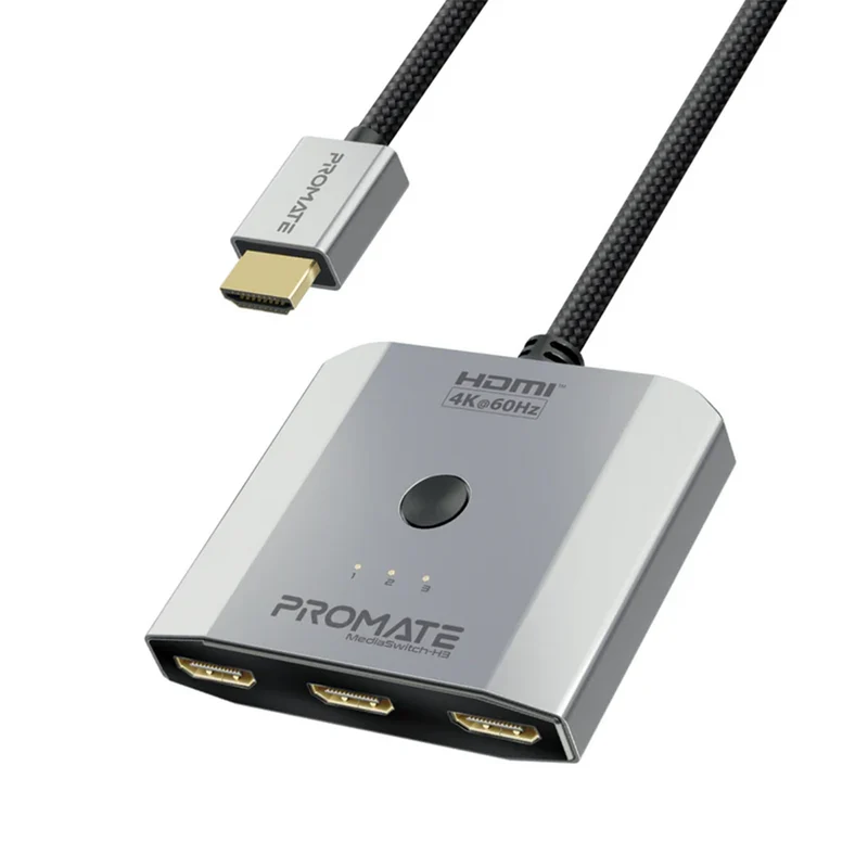 Promate MediaSwitch-H3 4K High Resolution 3-in-1 HDMI Switch