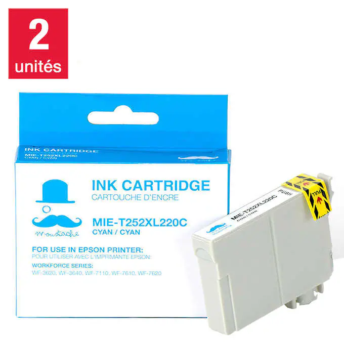 MOUSTACHE - Ensemble de 2 Cartouches d'Encre Cyan T252XL220