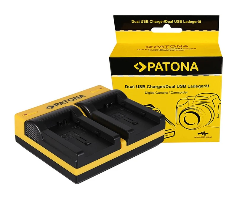PATONA DUAL CHARGER CANON BP-808 FSXX FS10 FS-10 FS100 FS-100 FS11 FS-11 BP-808 INCL. MICRO-USB CABLE