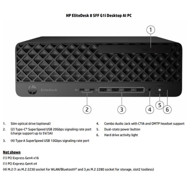 HP EliteDesk 8 SFF G1i Desktop AI PC Wolf Pro Security Edition Intel Core Ultra 5 235 16 GB DDR5-SDRAM 512 GB SSD Windows 11 Pro
