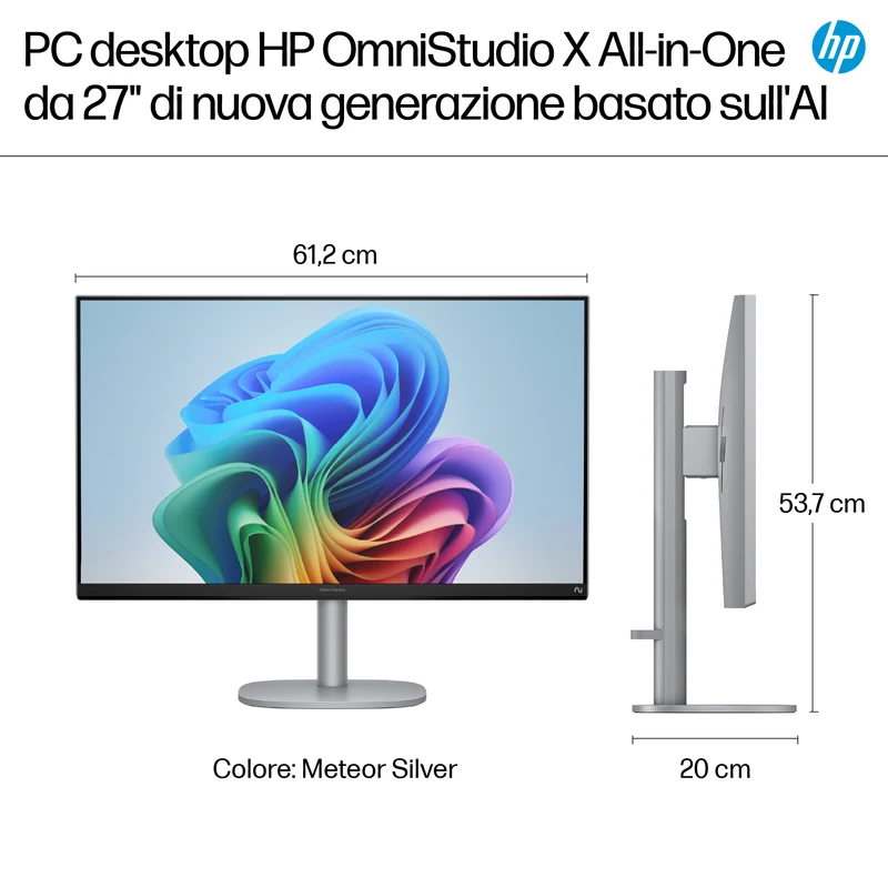 HP OmniStudio X All-in-One Desktop Next Gen AI 27-cs1009nl PC Copilot+ PC Intel Core Ultra 7 256V 68,6 cm (27") 1920 x 1080 Pixel Touch screen PC All-in-one 16 GB LPDDR5x-SDRAM 1 TB SSD Windows 11 Home Argento