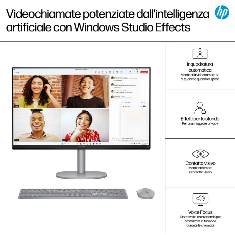 HP OmniStudio X All-in-One Desktop Next Gen AI 27-cs1009nl PC Copilot+ PC Intel Core Ultra 7 256V 68,6 cm (27") 1920 x 1080 Pixel Touch screen PC All-in-one 16 GB LPDDR5x-SDRAM 1 TB SSD Windows 11 Home Argento