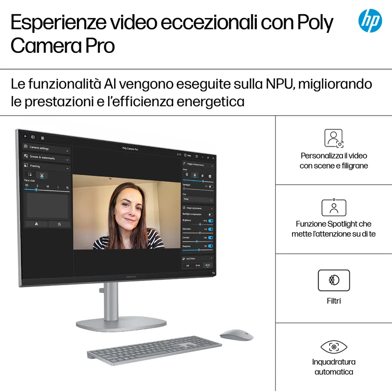 HP OmniStudio X All-in-One Desktop Next Gen AI 27-cs1009nl PC Copilot+ PC Intel Core Ultra 7 256V 68,6 cm (27") 1920 x 1080 Pixel Touch screen PC All-in-one 16 GB LPDDR5x-SDRAM 1 TB SSD Windows 11 Home Argento