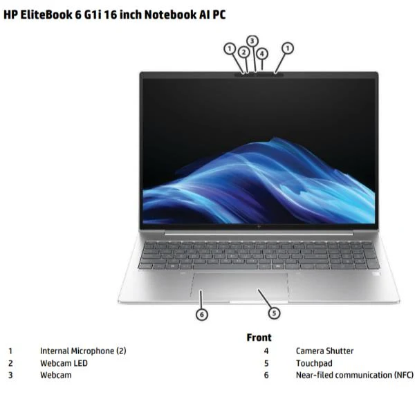 HP EliteBook 6 G1i 16 inch Notebook AI PC Intel Core Ultra 5 225U Computer portatile 40,6 cm (16") Touch screen WUXGA 24 GB DDR5-SDRAM 512 GB SSD Wi-Fi 7 (802.11be) Windows 11 Pro Argento