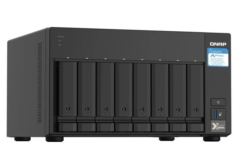 QNAP TS-832PX NAS Tower Annapurna Labs AL324 4 GB DDR4 0 TB QNAP Turbo System Alluminio, Nero