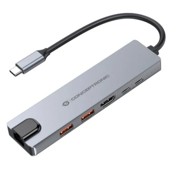 Conceptronic DONN29G replicatore di porte e docking station per laptop Cablato USB 3.2 Gen 2 (3.1 Gen 2) Type-C Grigio