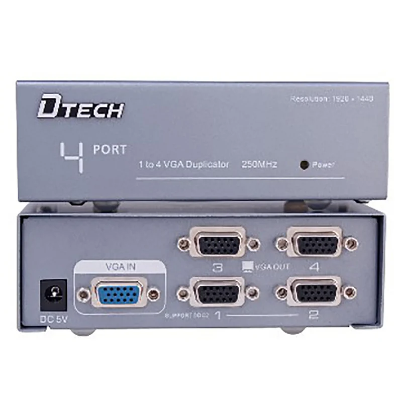 Dtech VGA Splitter 4 Ports 7254 (250MHZ)