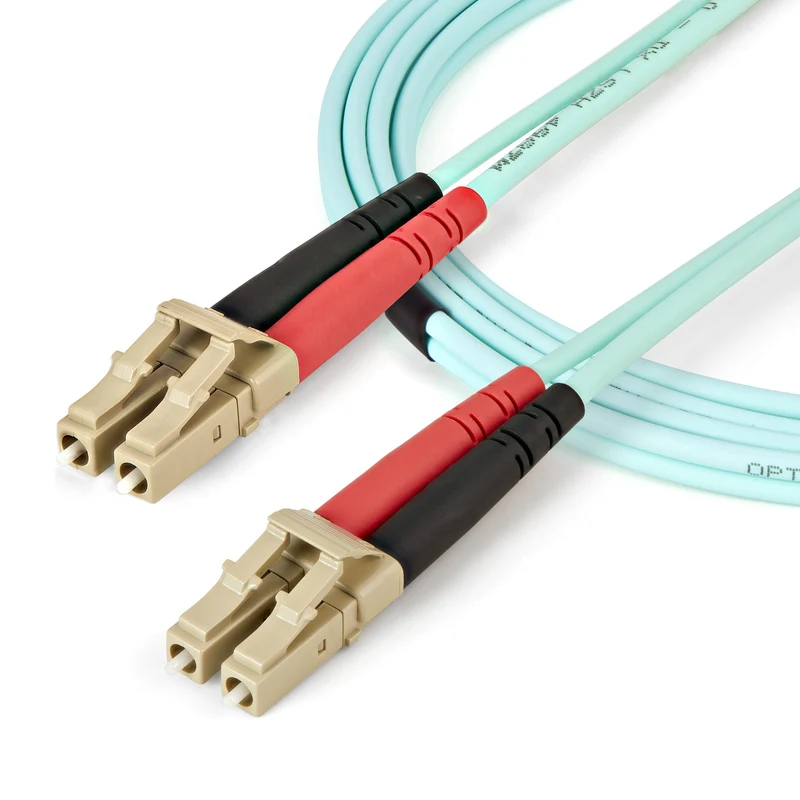 StarTech.com Cavo in fibra ottica multimodale da LC/UPC a LC/UPC OM4 da 5 m - Fibra LOMMF/VCSEL Zipcord da 50/125 µm, Reti 100G - Bassa perdita di inserzione - Cavo patch in fibra LSZH - Turchese