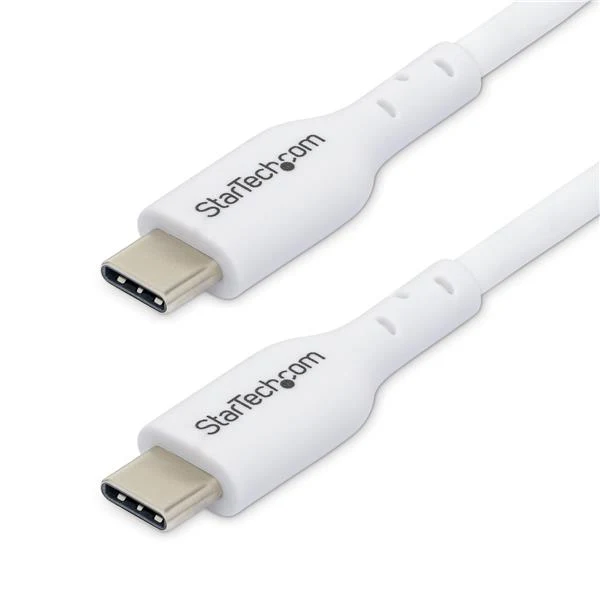 StarTech.com Cavo USB-C bianco da 2m, cavo di ricarica USB 2.0 Tipo-C per laptop, Power Delivery 60W 3A, rivestimento in TPE, cavo di trasferimento dati USB-C, M/M
